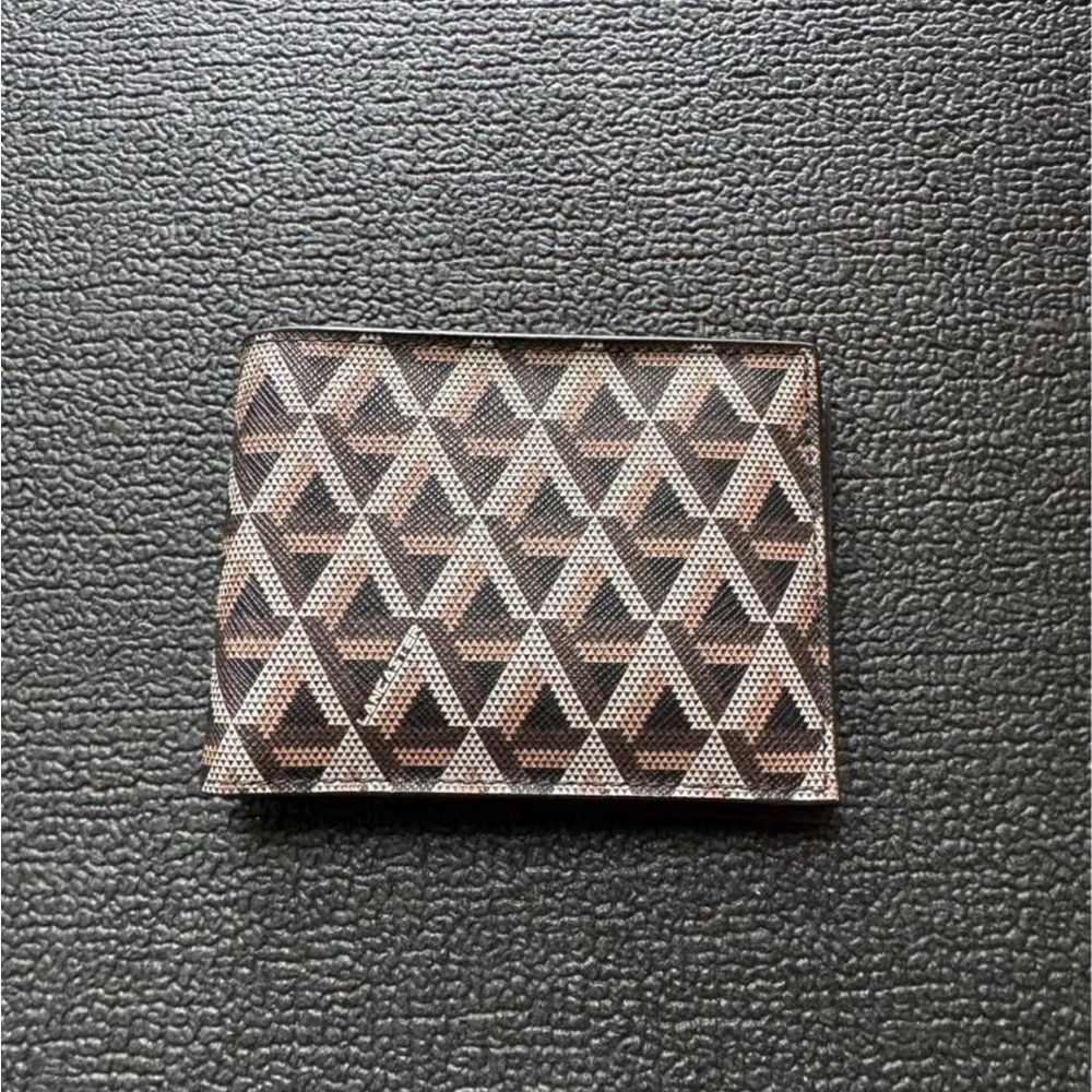 Lancaster Paris Geometric Monogram Canvas Black + Brown Leather Wallet